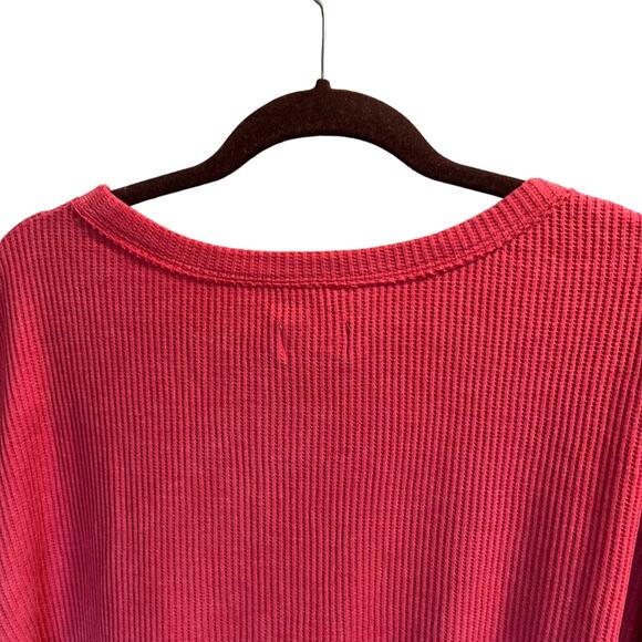 Terra & Sky Tie Dye Waffle Knit Top Long Sleeve Size 14W (0X) Red Gold Burgundy - Picture 4 of 11
